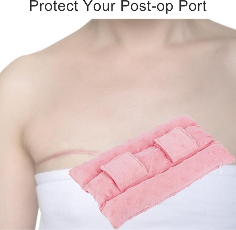 BNRendles Chemo Port Pillows for Patients Seatbelt, Chemo Port Protector Pacemaker Seat Belt Cushion, Chemotherapy Must Haves Chemo Gifts Men Women Cancer, Minky Dot Coral - Image 2